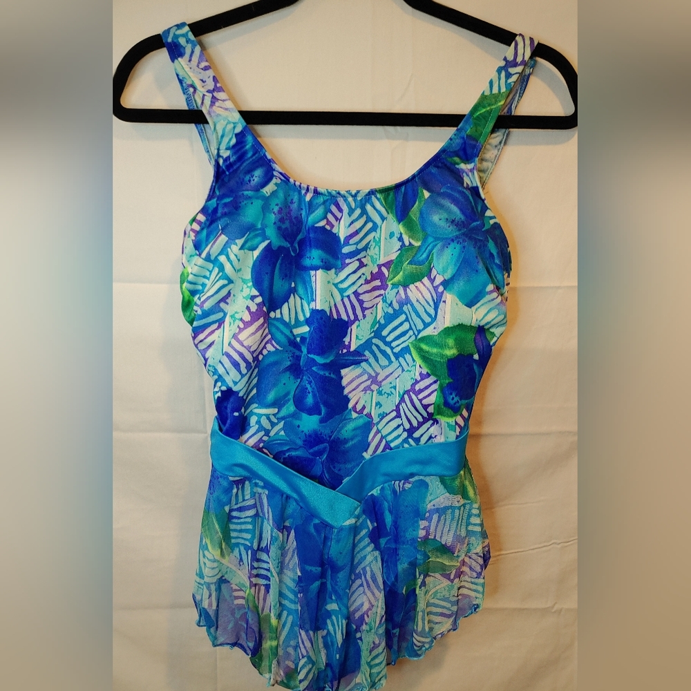 Vintage 90s Monte Carlo Beach Club Girls One Piece Swim Dress Size 16